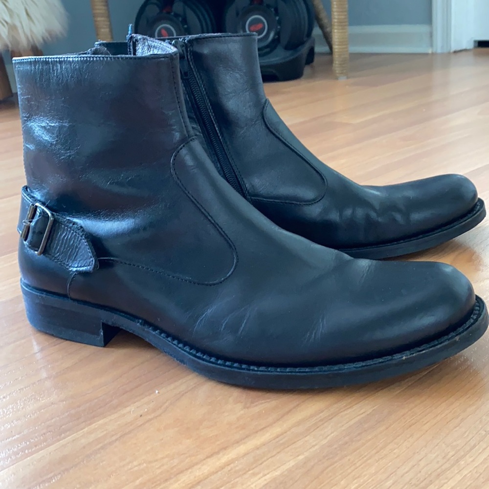 Black Moto Boots Brass Boot / Vero Cuoio